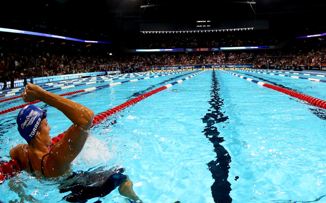 dara torres celebrates after she competed in the second semi final heat of the womens 50 m freestyle during day seven of the 2012 us olympic swimming - Olympic Swimming Pool 2012 dara torres celebrates after she competed in the second semi final heat of the womens 50 m freestyle during day seven of the 2012 us olympic swimming - Olympic Swimming Pool 2012